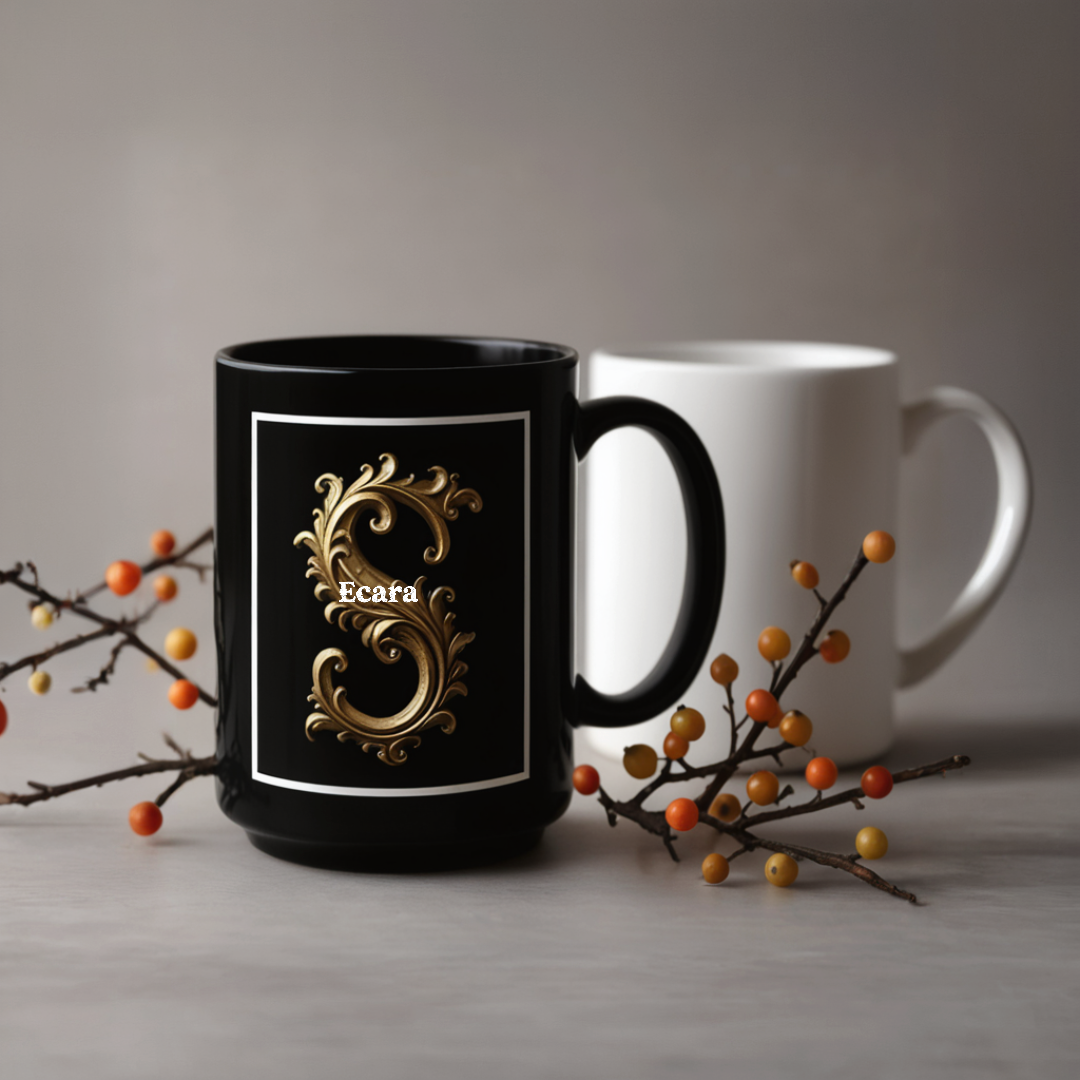 Black Mug with Initial "S"