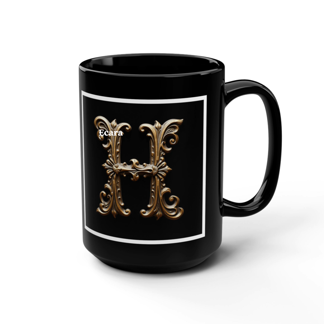 Black Mug with Initial "H"
