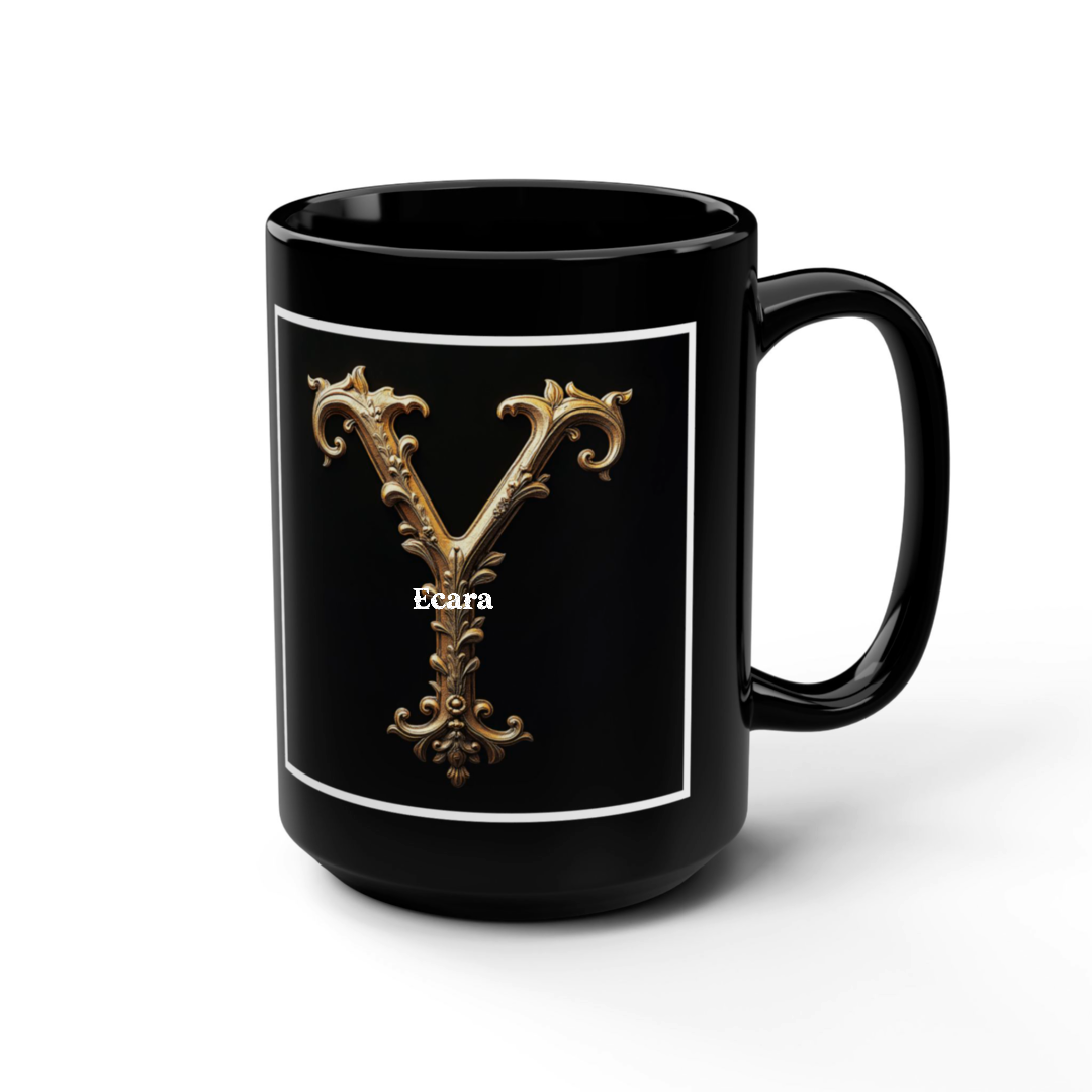 Black Mug with Initial "Y"