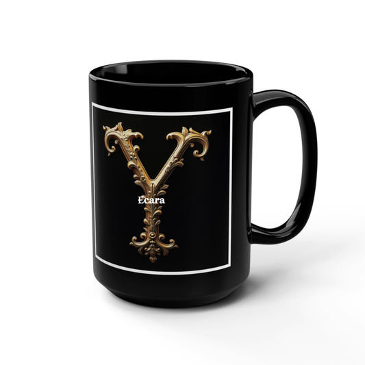 Black Mug with Initial "Y"