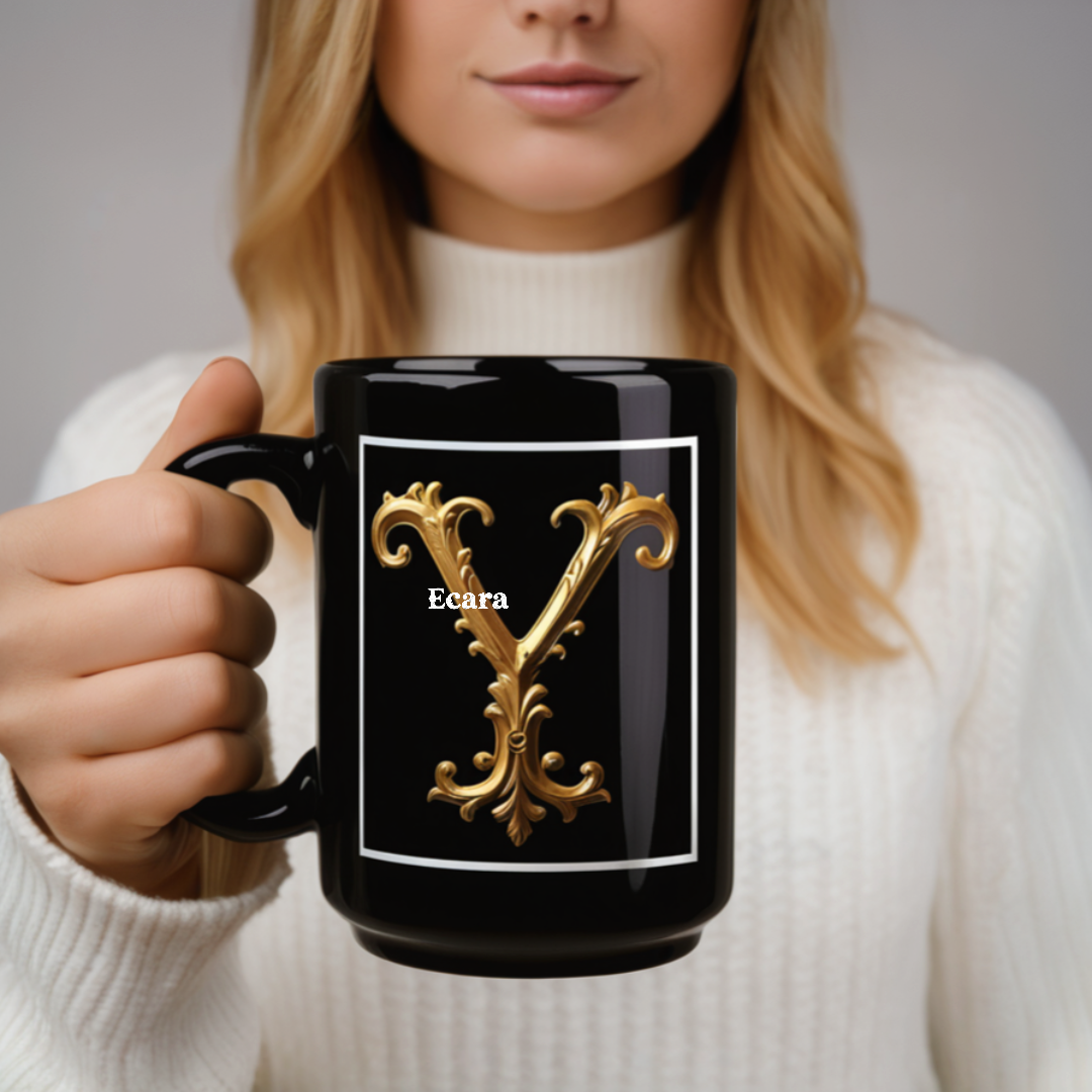 Black Mug with Initial "Y"
