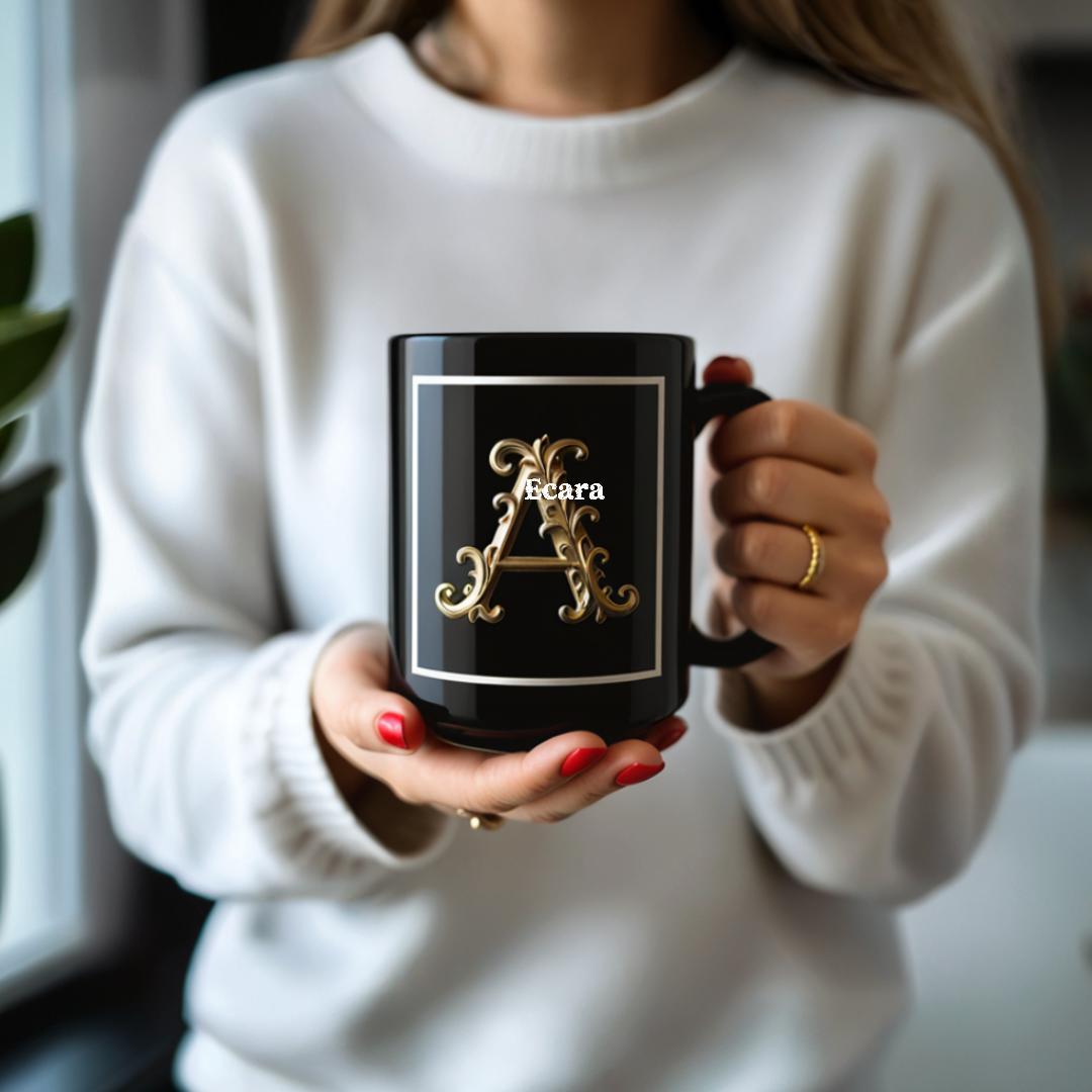 Black Mug with Initial "A"