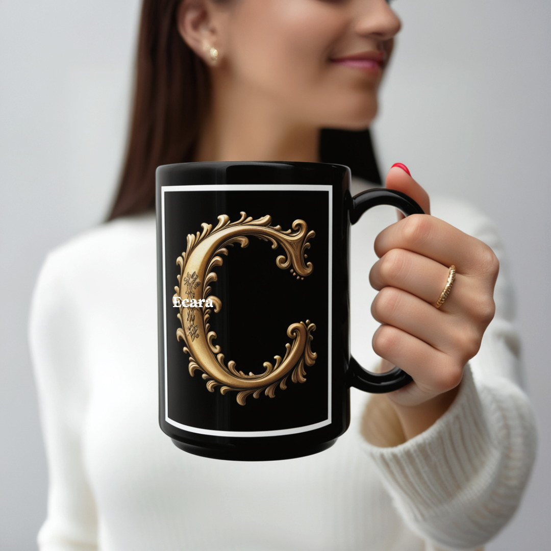 Black Mug with Initial "C"