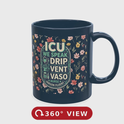 Personalized ICU Nurse Mug, Custom Name Floral Coffee Cup Gift